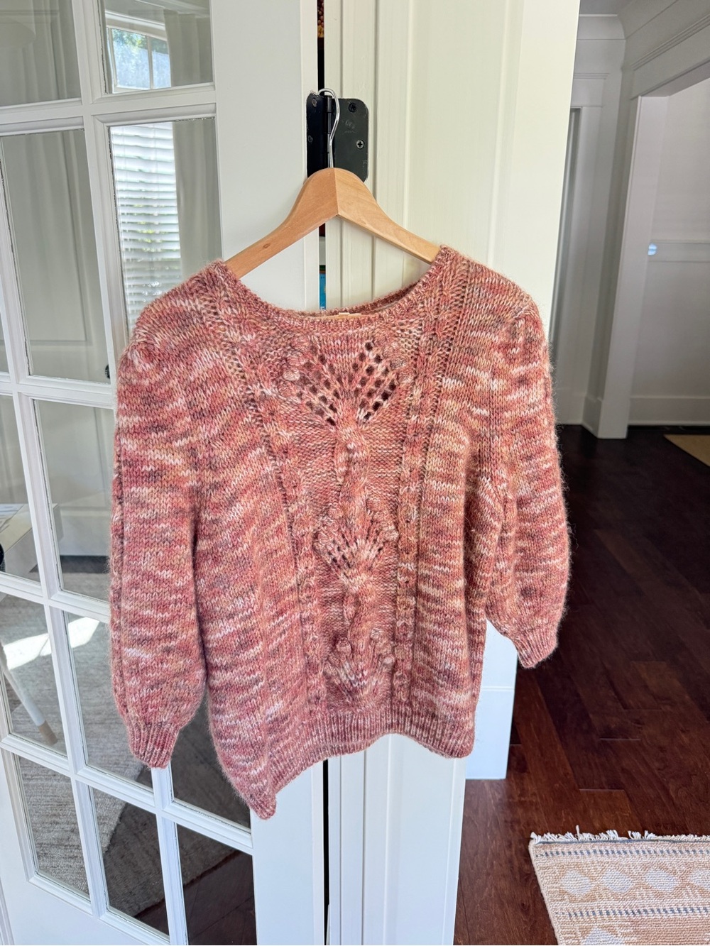 Sézane La Maille Pink Marled Cable Knit Sweater Size XXL